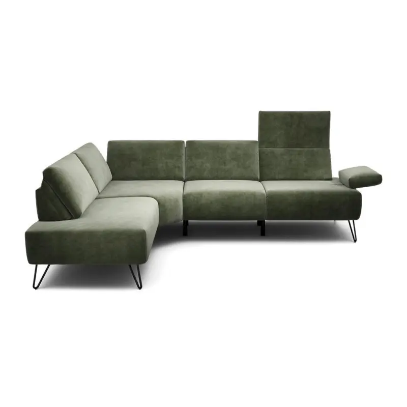 Ecksofa Cosy in Samt Waldgr&uuml;n 193/245-263 cm
