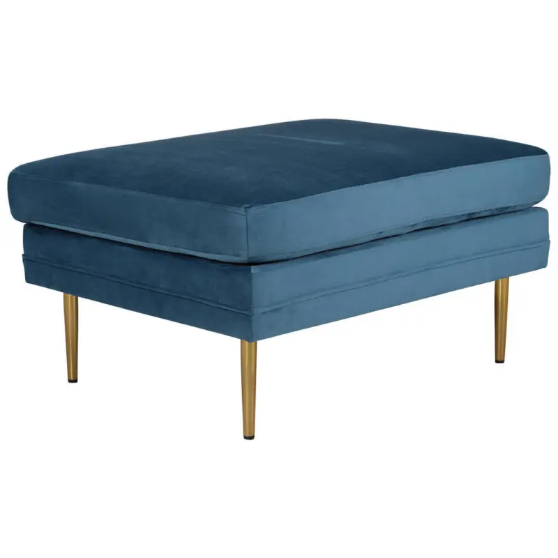 Hocker in Metall, Kunststoff, Textil Goldfarben, Hellblau