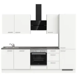 K&uuml;chenblock 270 cm in Wei&szlig;, Schieferfarben