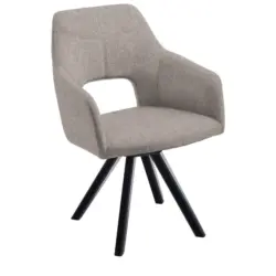 Armlehnstuhl in Holz, Textil Schwarz, Cappuccino