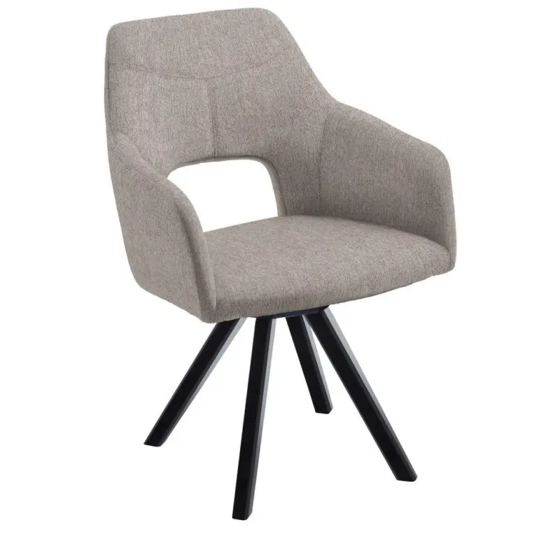 Armlehnstuhl in Holz, Textil Schwarz, Cappuccino