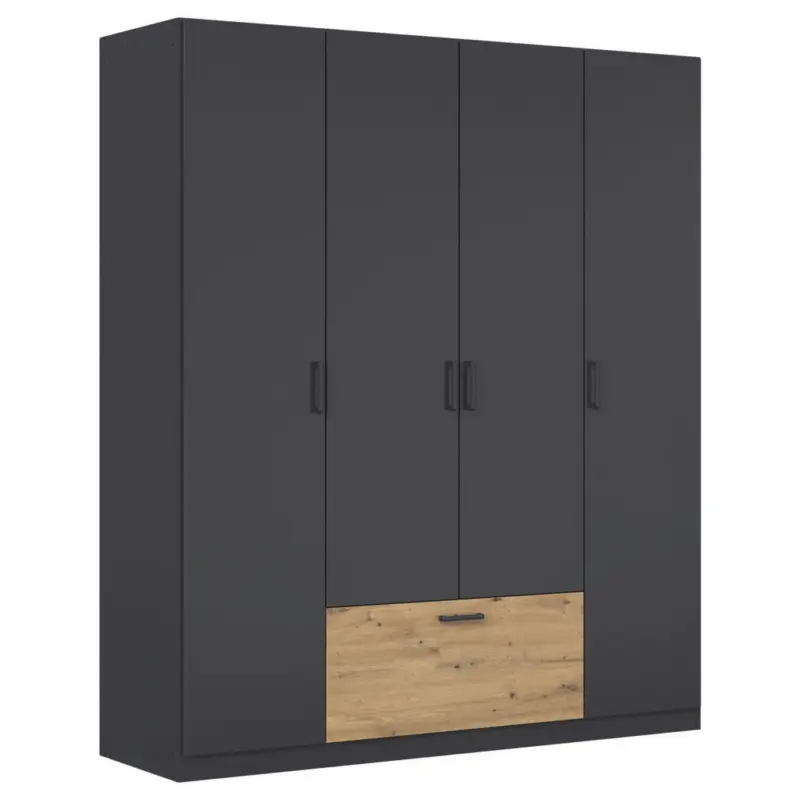 Kleiderschrank in Grau, Eiche Artisan