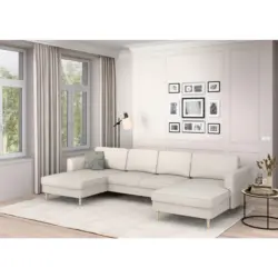 Wohnlandschaft in Struktur Sandfarben