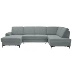 Wohnlandschaft in Webstoff Grau, Gr&uuml;n