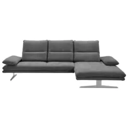 Ecksofa in Webstoff Anthrazit 291/164 cm