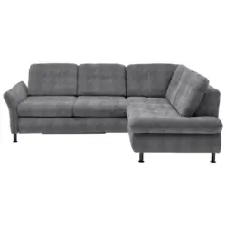 Ecksofa in Webstoff Graubraun 242/210 cm