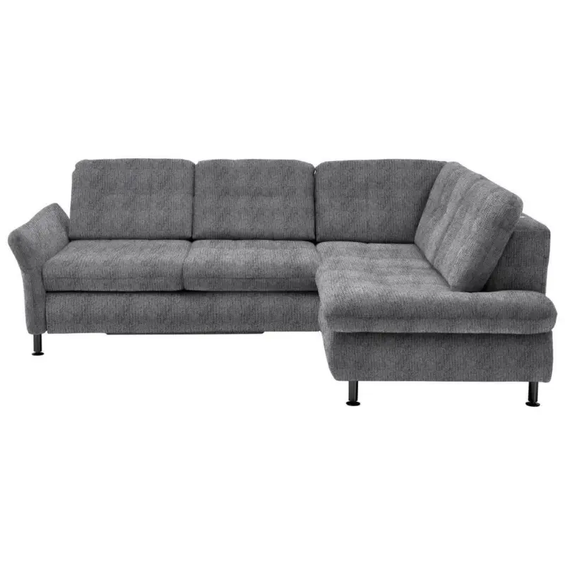 Ecksofa in Webstoff Graubraun 242/210 cm