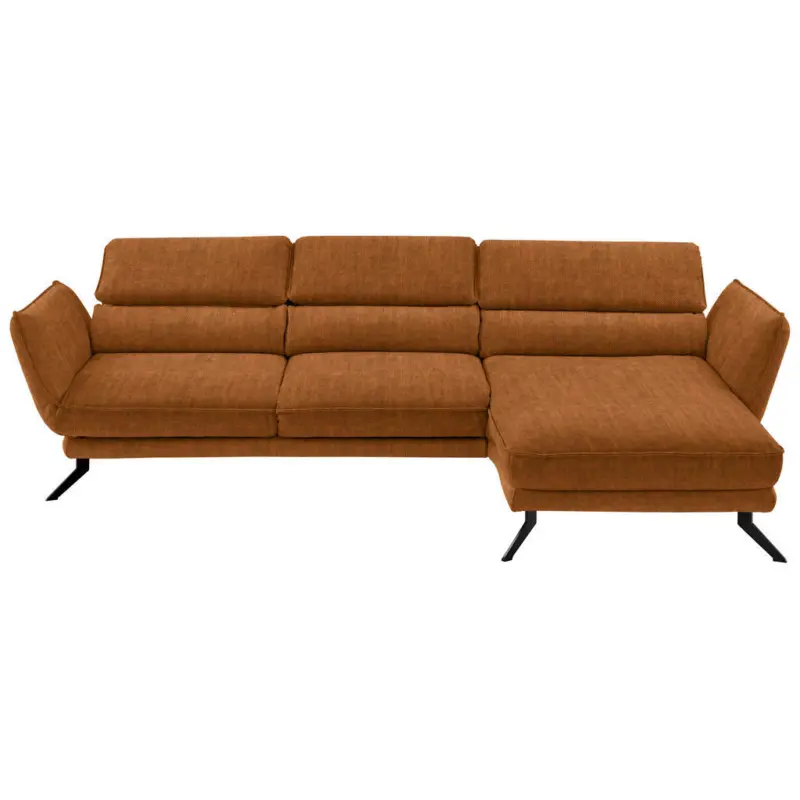 Ecksofa Valdera in Velours Cognac 283/153 cm