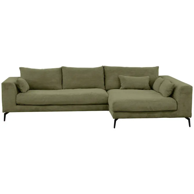 Ecksofa in Cord Olivgr&uuml;n 313/172 cm