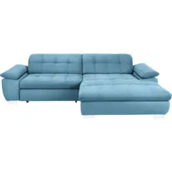 Ecksofa in Mikrofaser Pastellblau 265/180 cm