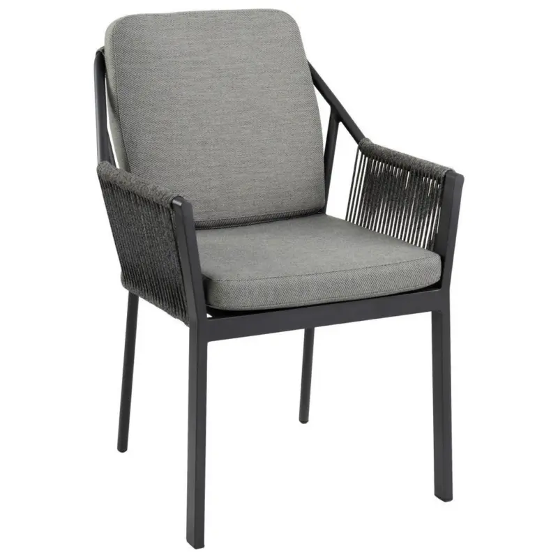 Stapelsessel in Metall, Kunststoff, Textil Anthrazit, Grau