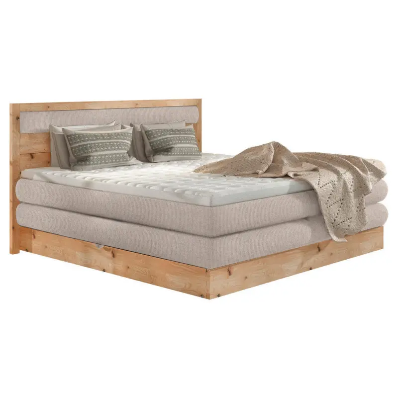 Boxspringbett 180/200 cm in Eichefarben, Beige