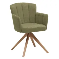 Armlehnstuhl in Holz, Textil Hellgr&uuml;n, Wildeiche