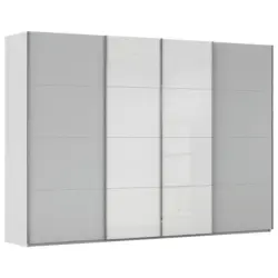 Schwebet&uuml;renschrank in Wei&szlig;, Seidengrau