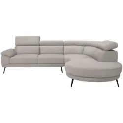 Ecksofa in Velours Sandfarben 299/264 cm