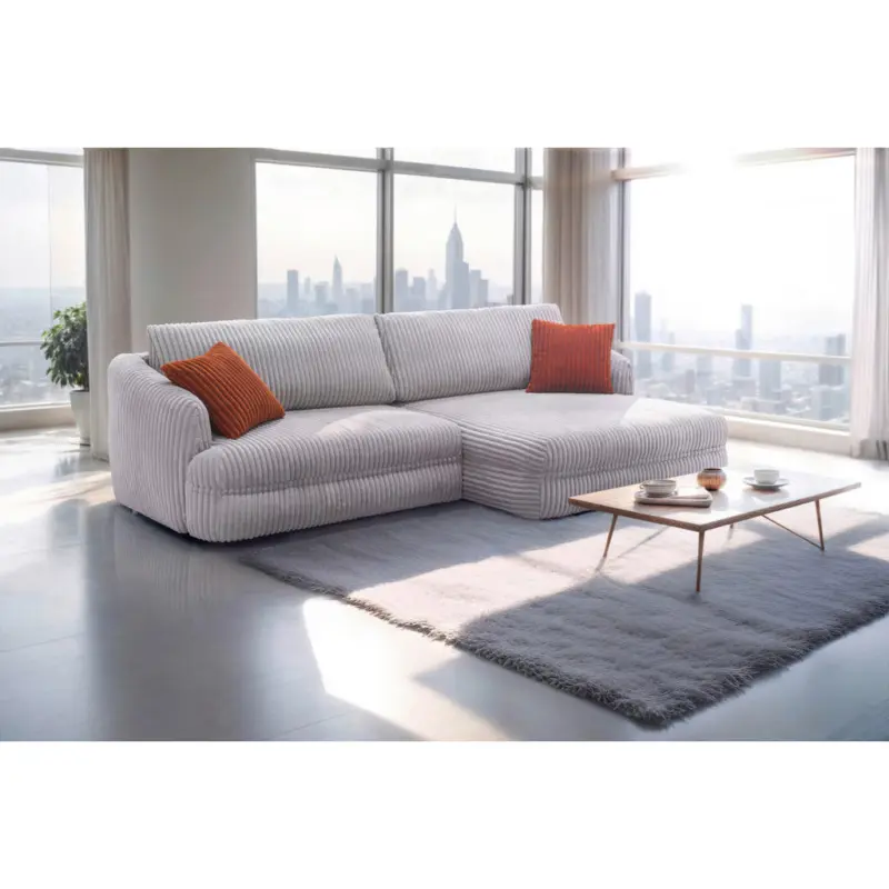 Ecksofa Lush in Cord Grau 284/161 cm