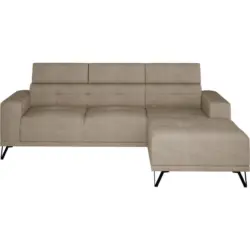 Ecksofa in Chenille Beige 264/178 cm
