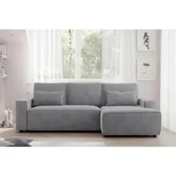 Eckschlafsofa in Chenille Graubraun