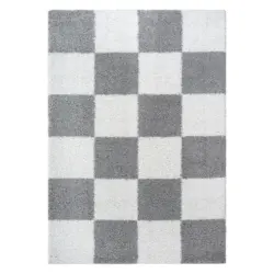 Hochflorteppich 140/200 cm Milano Wei&szlig;, Hellgrau