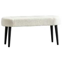 Hockerbank in Metall, Textil Creme