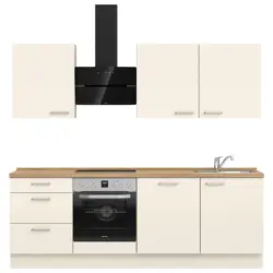 K&uuml;chenleerblock 240 cm in Eichefarben, Magnolie