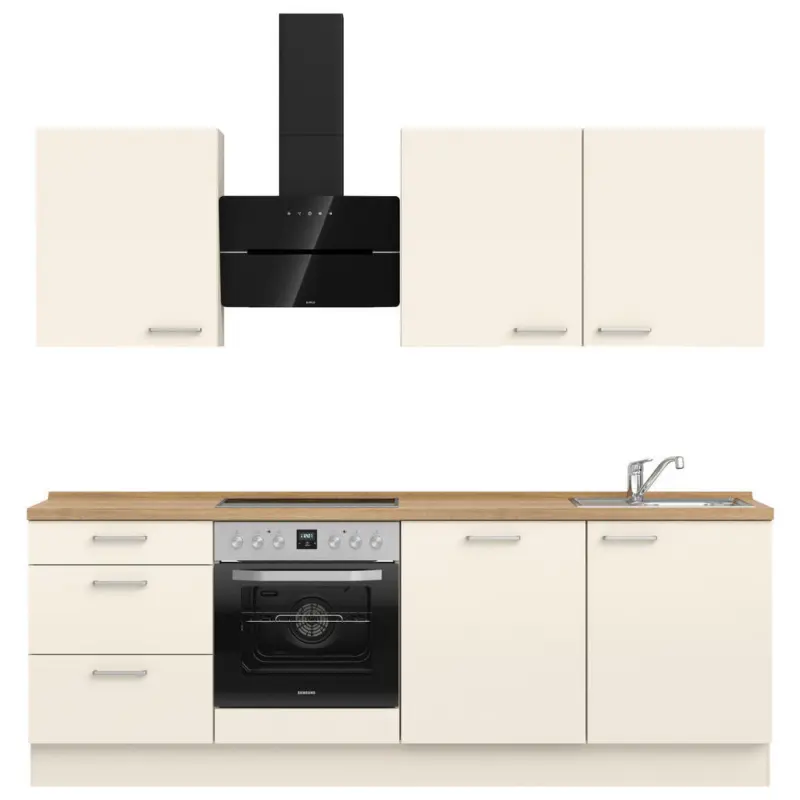 K&uuml;chenleerblock 240 cm in Eichefarben, Magnolie