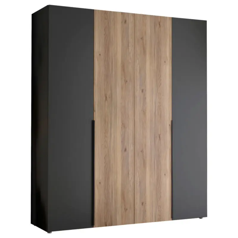 Kleiderschrank in Graphitfarben, Eichefarben