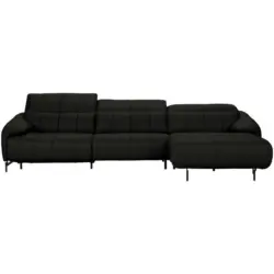 Ecksofa in Echtleder Dunkelgrau 313/165 cm