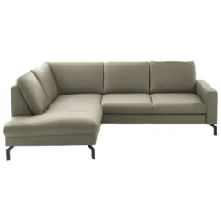 Ecksofa Beldomo Premium in Echtleder Hellgrau 194/250 cm