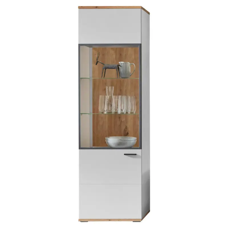 Vitrine in Schwarz, Wei&szlig;, Eiche Artisan