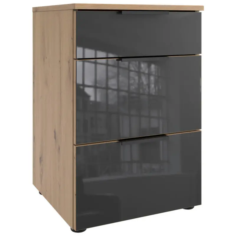 Nachtk&auml;stchen 41/61/41 cm in Grau, Eiche Artisan