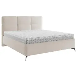 Polsterbett gepolstertes Kopfteil, Lattenrost Beige 160/200 cm
