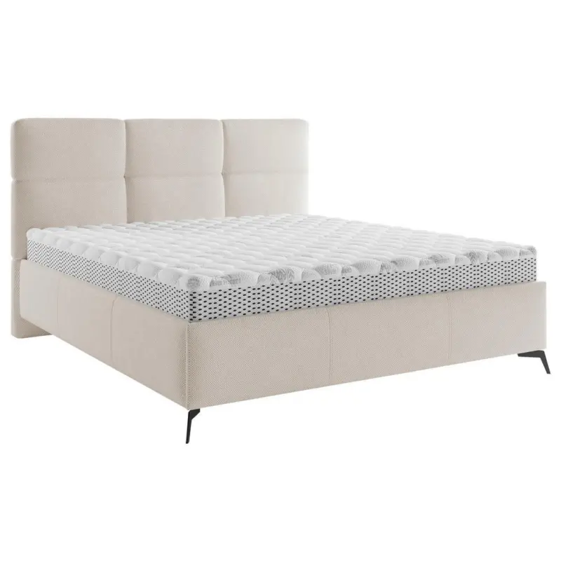 Polsterbett gepolstertes Kopfteil, Lattenrost Beige 160/200 cm