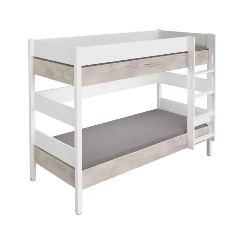 Etagenbett 90/200 cm Wei&szlig;, Silbereichenfarben