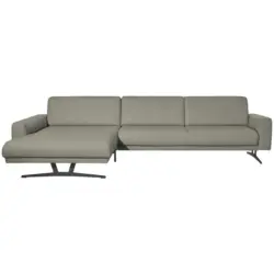 Ecksofa Nova in Echtleder Hellgrau 179/324 cm