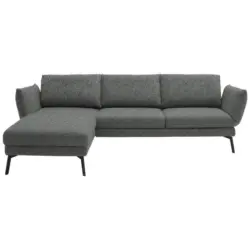 Ecksofa in Flachgewebe Grau 175/277 cm