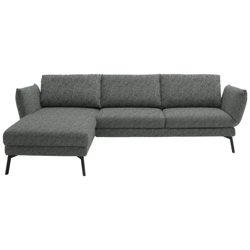 Ecksofa in Flachgewebe Grau 175/277 cm