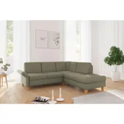 Ecksofa Rochelle E in Flachgewebe Olivgr&uuml;n 240/216 cm