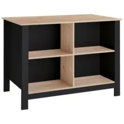 K&uuml;cheninsel in Schwarz, Eiche Artisan