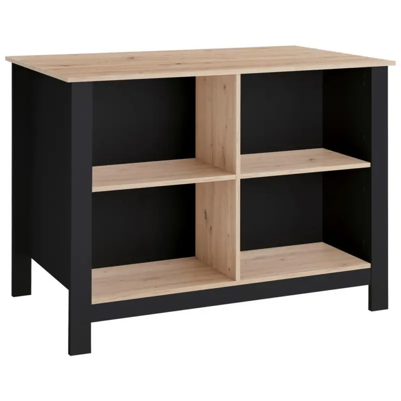 K&uuml;cheninsel in Schwarz, Eiche Artisan