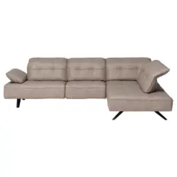 Ecksofa in Echtleder Graubraun