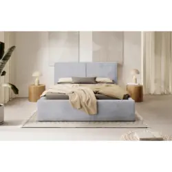 Polsterbett Lattenrost, Bettkasten Hellgrau 140/200 cm