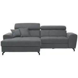 Ecksofa in Velours Grau 181/267 cm