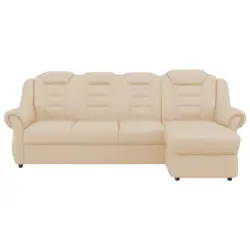 Ecksofa in Lederlook Beige 262/165 cm