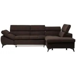 Ecksofa in Mikrofaser Dunkelbraun 279/210 cm