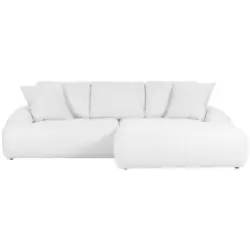 Ecksofa in Flachgewebe Wei&szlig; 286/195 cm