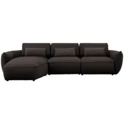 Ecksofa in Chenille Schwarzbraun 190/340 cm