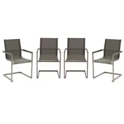 Gartenstuhl-Set Metall, Kunststoff Grau, Silberfarben, Taupe