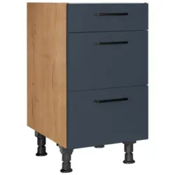 Schubkastenunterschrank 45/87/56 cm in Blau, Eichefarben