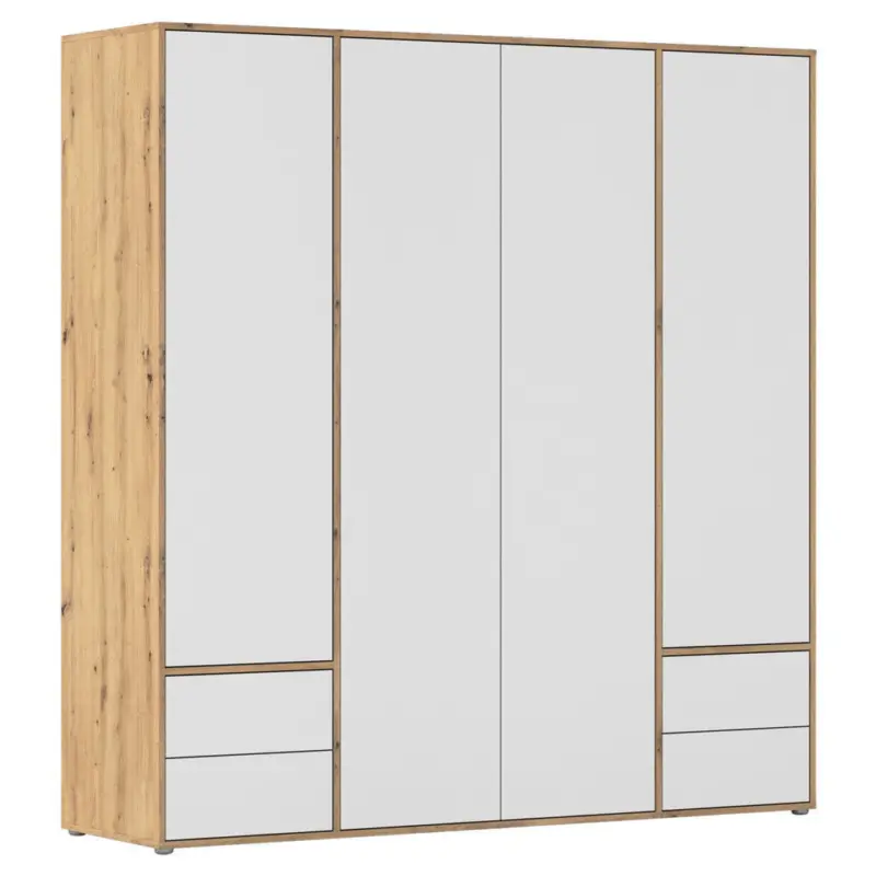 Dreht&uuml;renschrank in Wei&szlig;, Eiche Artisan